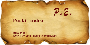 Pesti Endre névjegykártya